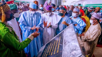 Buhari commissioning the Lagos-Ibadan rail project