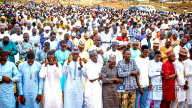 Muslim Faithful praying at Eid