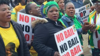 Angry protesters outside the court