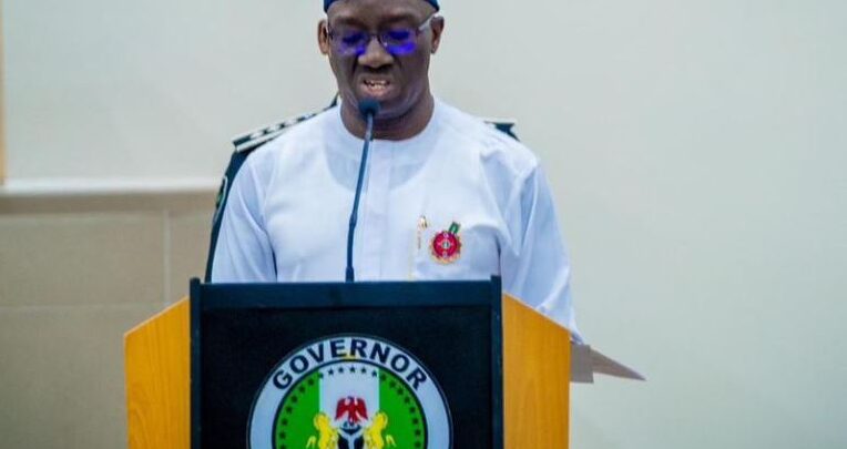 Governor Monday Okpebholo during the budget presentation