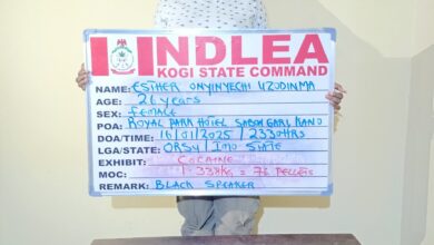 Esther Onyinyechi Uzodinma with her cocaine wraps