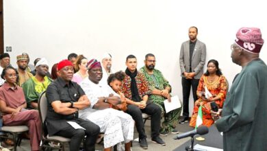 Tinubu talking to Nigerians in Brazil