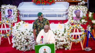 President Tinubu delivering his speech during the service in Jos