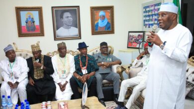 Atiku Abubakar addressing the ADC bigwigs during the meeting